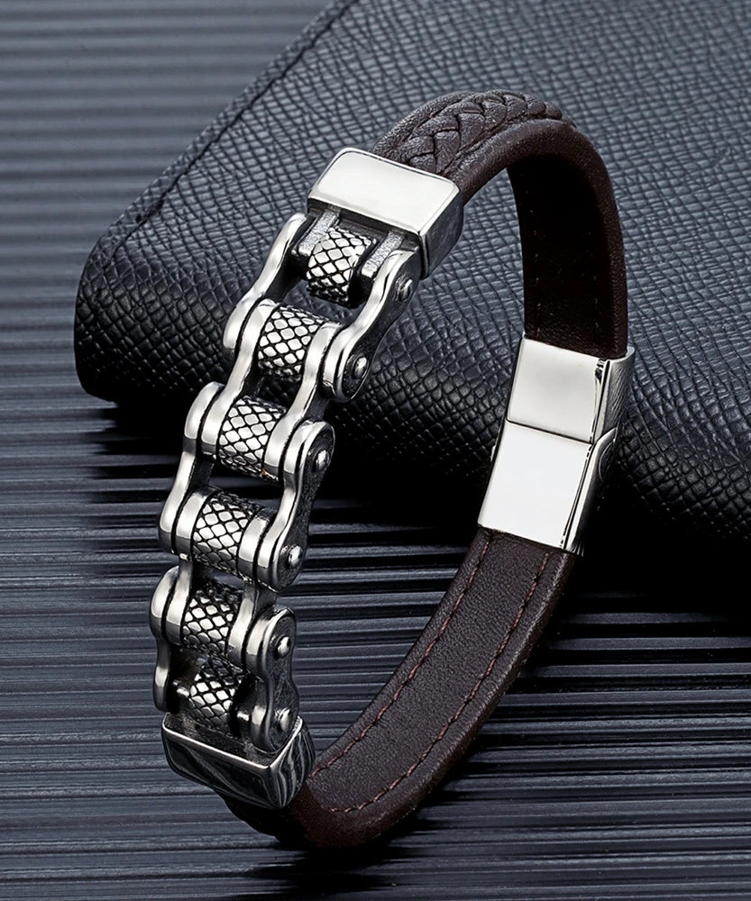 Bracelet cuir homme "MAILLON"