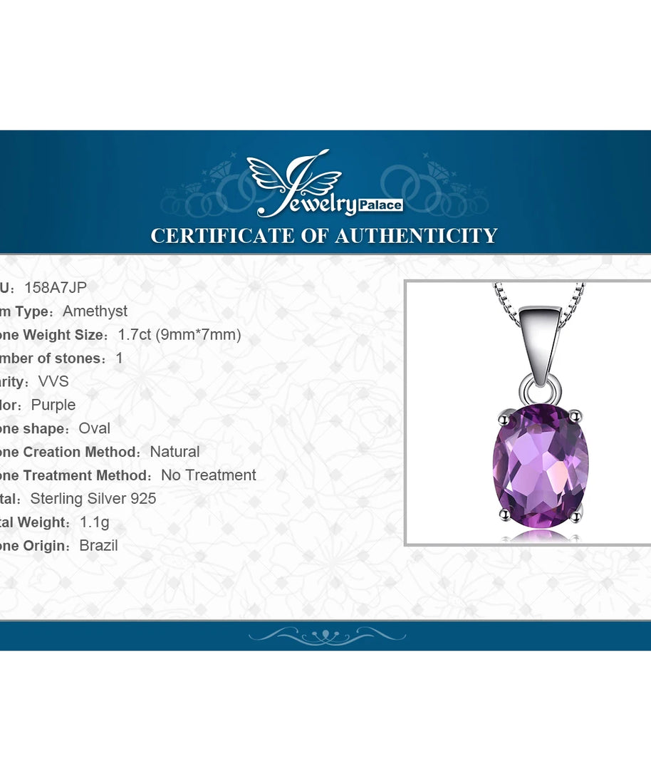 Collier ARGENT FEMME "AMETHYSTE" SANS CHAINE