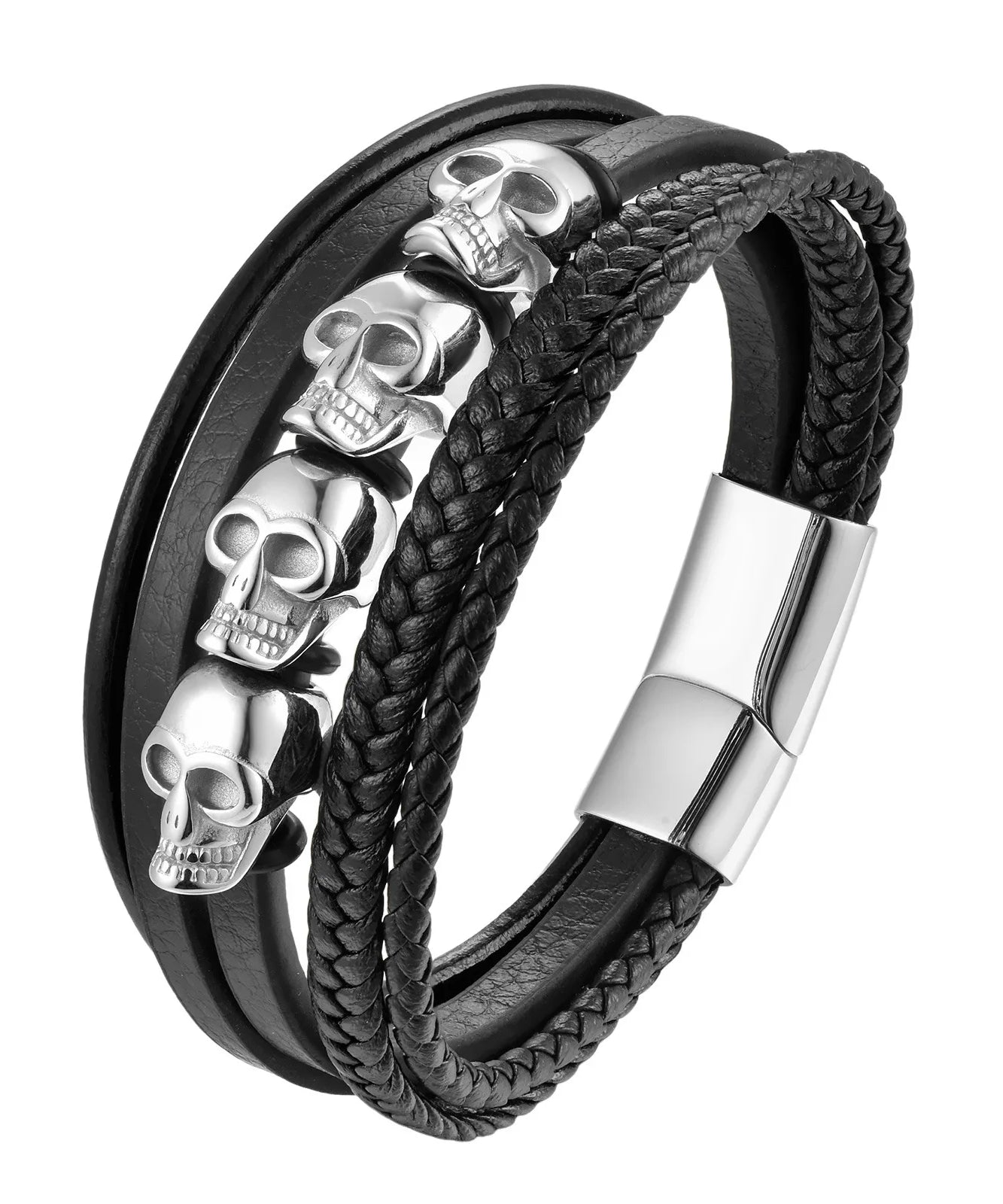 Bracelet CUIR HOMME "SKULLS"