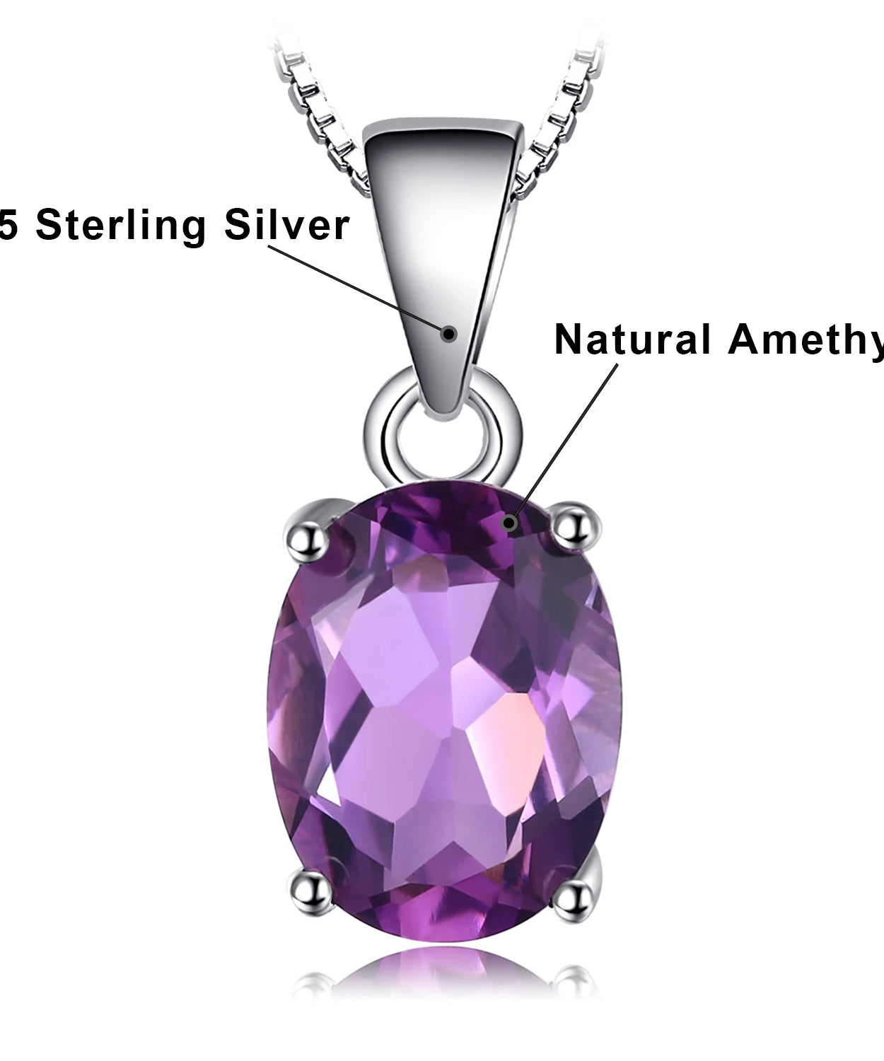 Collier ARGENT FEMME "AMETHYSTE" SANS CHAINE