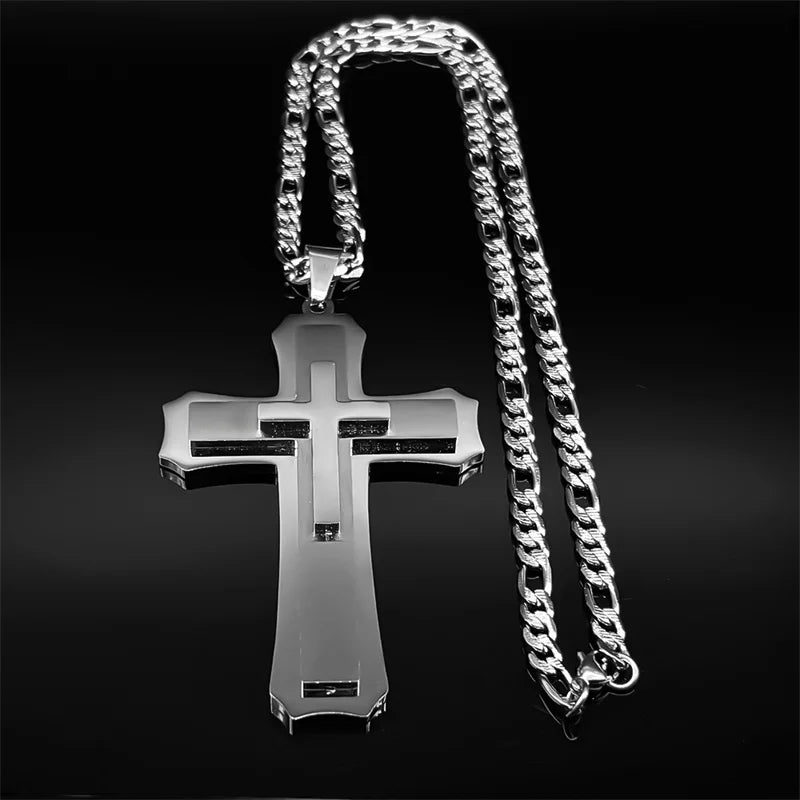 CROIX ARGENTEE pour homme avec sa chaine