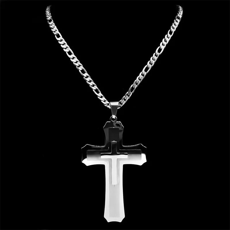 CROIX ARGENTEE pour homme avec sa chaine