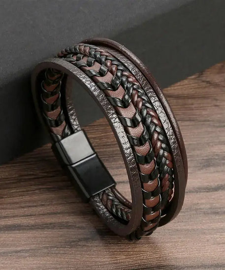 Bracelet cuir homme "TIGER EYE"