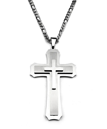 CROIX ARGENTEE pour homme avec sa chaine