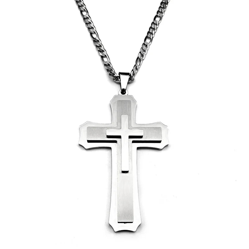 CROIX ARGENTEE pour homme avec sa chaine