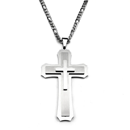 CROIX ARGENTEE pour homme avec sa chaine
