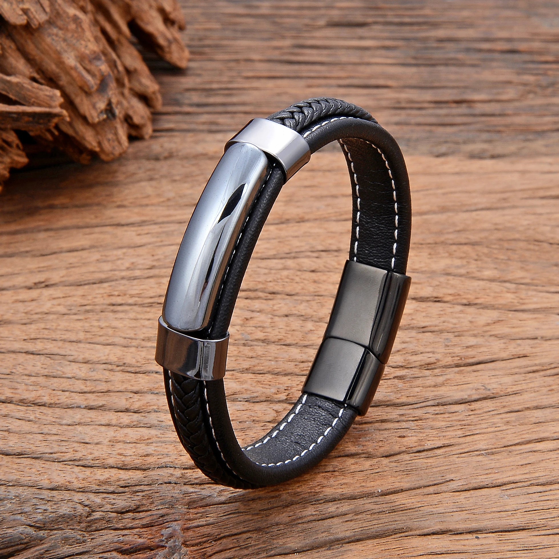 Bracelet cuir homme "HEMATITE"
