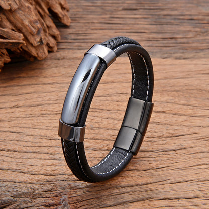 Bracelet cuir homme "HEMATITE"