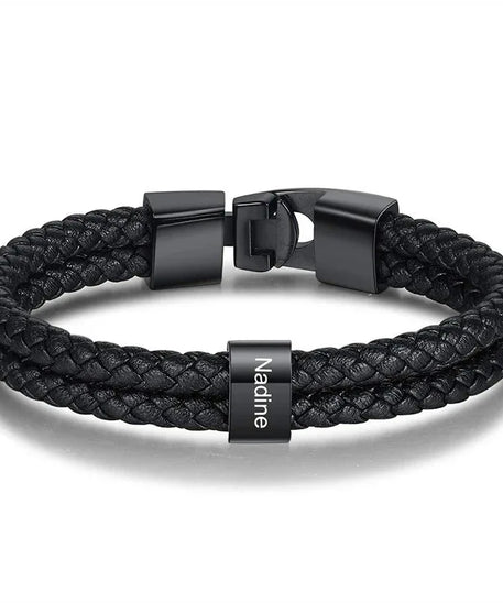 Bracelets avec nom personnalisé pour hommes, en cuir, avec noms de famille de 1 à 5 noms, cadeaux personnalisés, bijoux pour papa, mari, fils