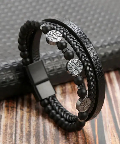 Bracelet cuir homme "TIGER EYE"