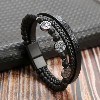 Bracelet cuir homme "TIGER EYE"