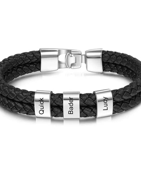Bracelets avec nom personnalisé pour hommes, en cuir, avec noms de famille de 1 à 5 noms, cadeaux personnalisés, bijoux pour papa, mari, fils