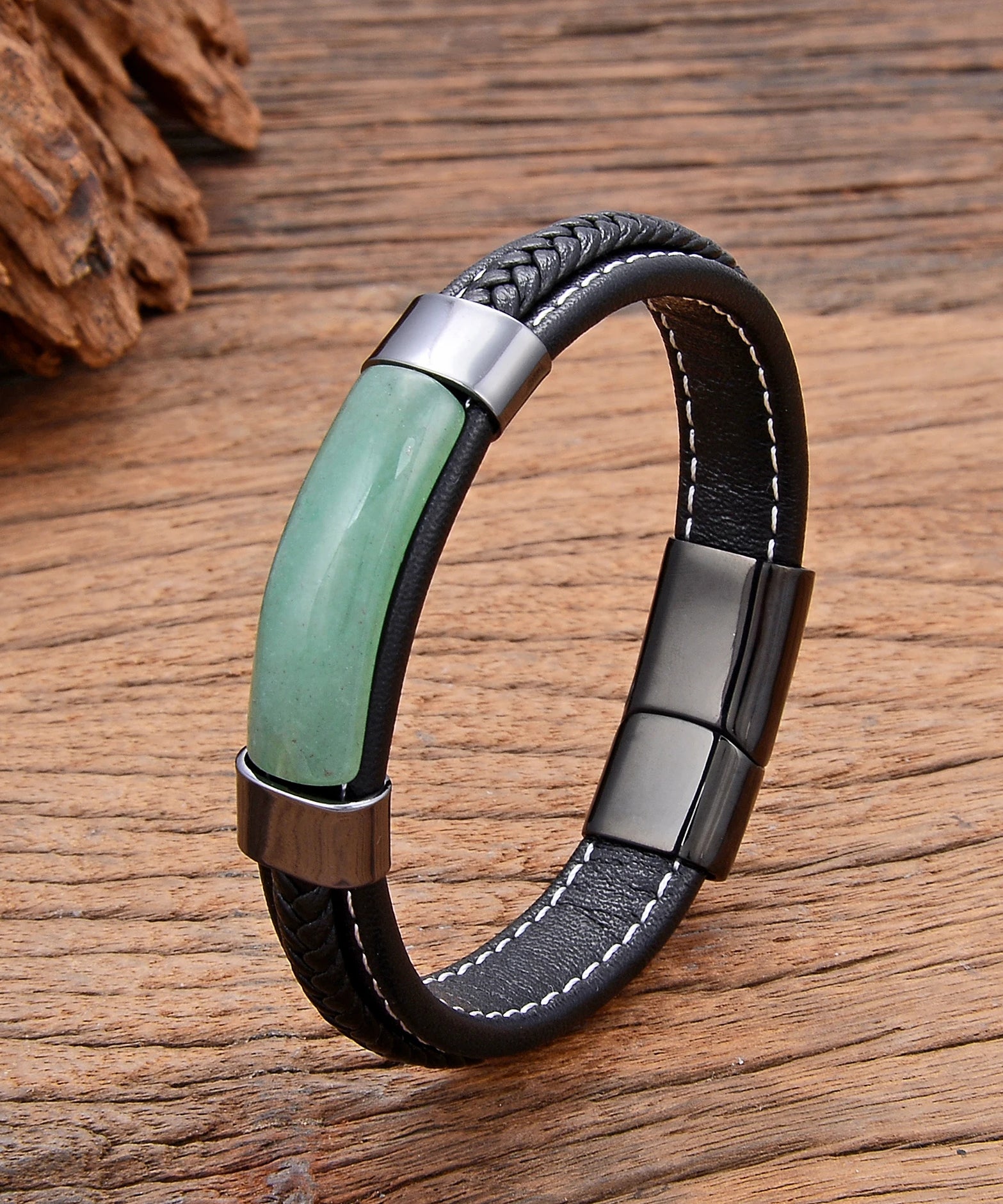 Bracelet cuir homme "HEMATITE"