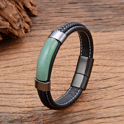 Bracelet cuir homme "HEMATITE"