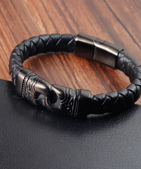 Bracelet cuir homme "DOUBLE TEETH"