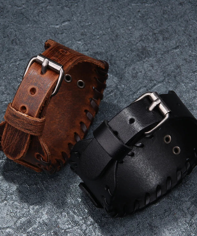 Bracelet CUIR homme "TETE DE LOUP"
