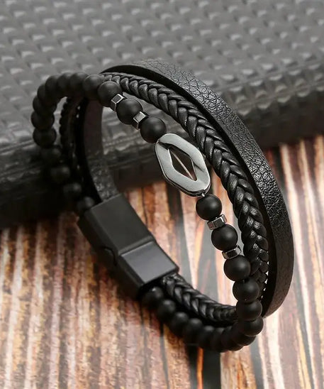 Bracelet cuir homme "TIGER EYE"