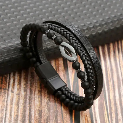 Bracelet cuir homme "TIGER EYE"