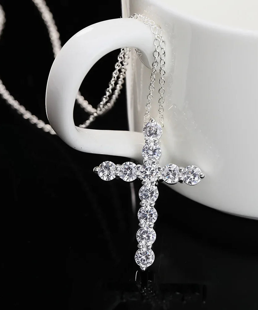 Chaine ARGENT Homme avec croix en cristal