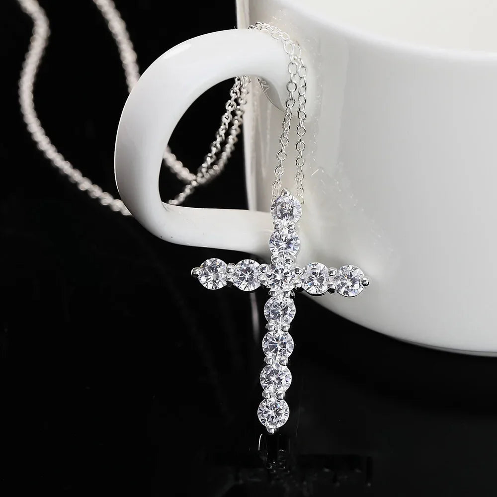 Chaine ARGENT Homme avec croix en cristal